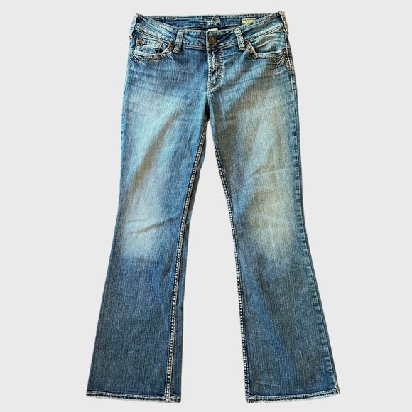 Silver Jeans Suki Surplus Bootcut Embroidered Flap Back Pockets Size 31x30 - Picture 2 of 5